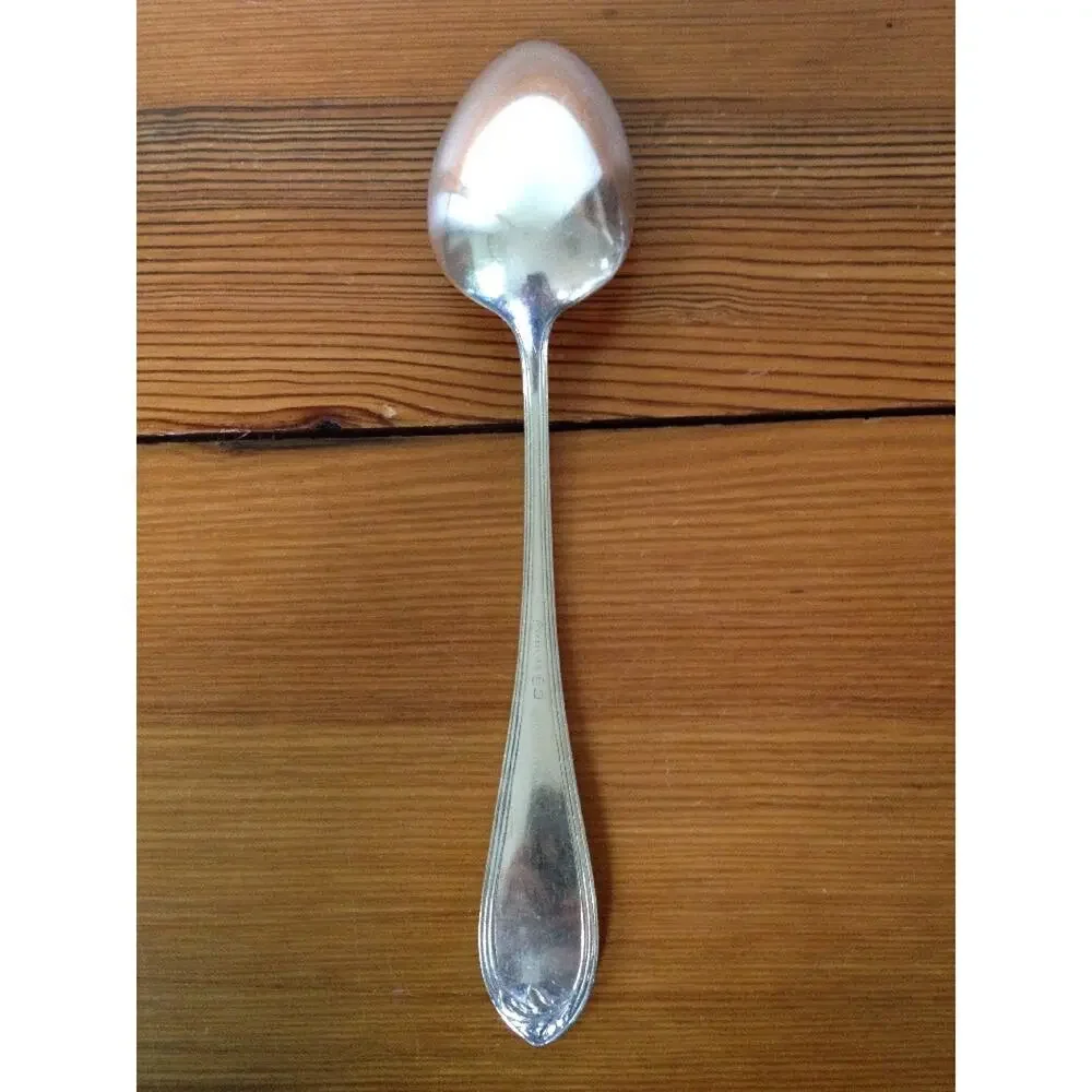 Vintage Silverplate Wellner 60 Floral Leaf Serving Spoon Antique Flatware 8.5